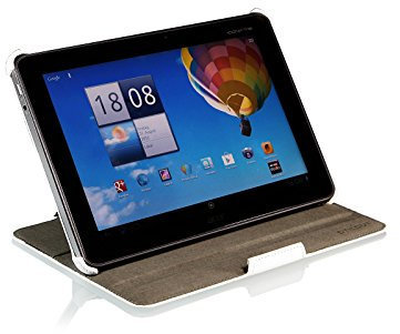 Funda StilGut UltraSlim en Negro con función de Soporte para Acer Iconia Tab A510 & Iconia Tab A511 & Iconia Tab A700, Blanco
