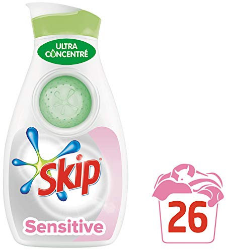 Skip Lessive liquide concentrée ultimate sensitive peaux sensibles et bébés, 26 lavages - Le bidon de 910ml
