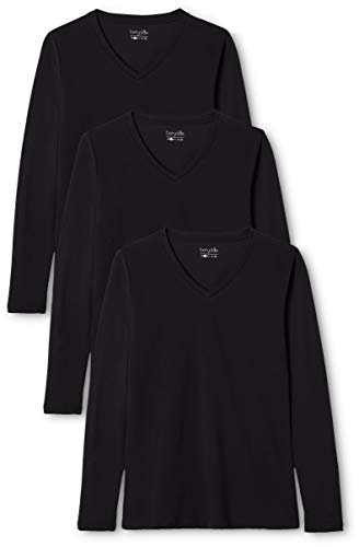 Berydale BD160 Camiseta de Manga Larga, Negro (Paquete de 3), S para Mujer