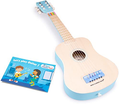 New Classic Toys - 10301 - Musikinstrument - Spielzeug Holzgitarre - Natur/Blau