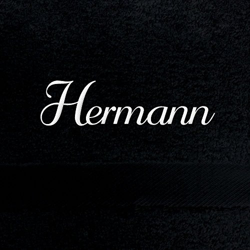 digital print Gästehandtuch mit Namen Hermann Bestickt, 40x60 cm, schwarz, extra Flauschige 550 g/qm Baumwolle (100%), Handtuch mit Namen besticken, Gästetuch mit Bestickung