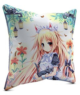 PICANOVA – Catgirl Maid 40x40cm – Premium Zierkissen Mit Füllung – Deko Für Wohn- Oder Kinderzimmer Mit Motivauswahl – Anime Kollektion Design Von Emperpep