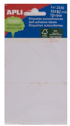 APLI Mini Klebeetiketten, 53 x 82 mm, weiß (12 Stück)