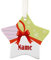 Herz & Heim® Christbaum Geschenk-Anhänger Keramik-Stern mit gratis Namensaufdruck Schleife