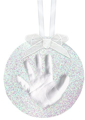 Pearhead Babyprints Baby's First Handprint or Footprint Ornament Kit, Easy No-Bake DIY Clay Kit, Christmas Baby Keepsake Gift, Glitter White