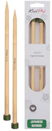 KnitPro K22365 Jackenstricknadeln, Bamboo, Braun, 33 cm x 9 mm, 2 Count