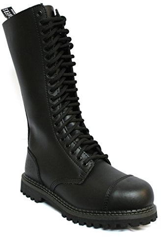 Grinders re Nero Opaco Militare Punta di Sicurezza in Metallo Stivali Unisex Punk del Motociclo 37