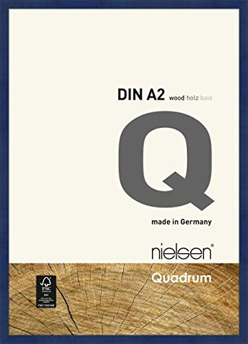nielsen Bilderrahmen, 42 x 59,4 cm (A2), Holz, Blau, Posterrahmen zum Aufhängen im Hoch- & Querformat, Echtglas, Quadrum