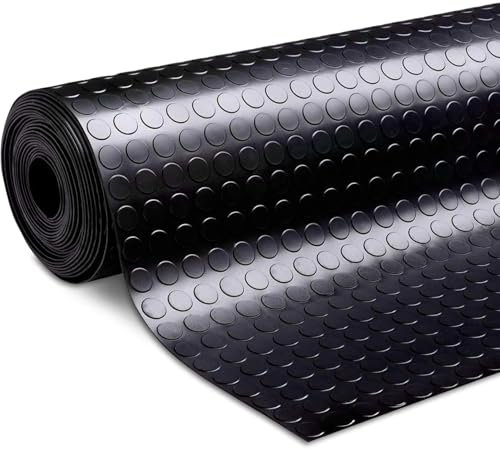 etm - Revêtement de Sol en Caoutchouc antidérapant - Tapis de Sol Usage Industriel - Protection amortissante Contre Les Chocs et l'usure pour Zones de Chargement - Flachnoppen, Noir 100x600 cm, 3mm
