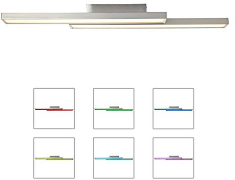 Brilliant Sword WiZ Connected LED Deckenleuchte 2 flg dimmbar App-Steuerung RGB Hauptlicht CCT Einstellung der Lichttemperatur Nachtlichtfunktion nickel eloxiert/weiß 2400 Lumen, LED integriert