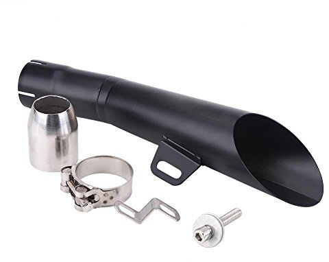 Keenso Motorrad Edelstahl Auspuff Schalldämpfer Tipp Universalschalldämpfer Abgasrohr(Schwarz) Auspuffanlagen-Modifikationen