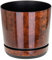 KORAD Wood Effect Small Flower Indoor Plant Pot with Saucer Plastic Gloss Modern Decorative Planter with Drainage Holes, 6 sizes, 25 colours (12 cm - 4.7 inch)