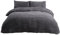 Sleepdown Teddy Fleece Duvet Cover Quilt Bedding Set with Pillow Cases Thermal Warm Cosy Super Soft - Double - Charcoal