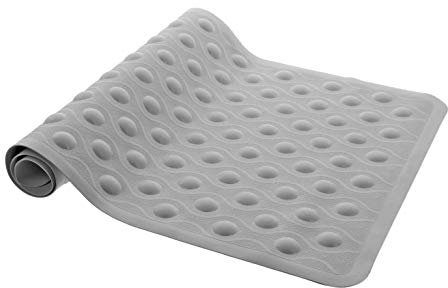 aztex Antimykotische rutschfeste Dusch- oder Badematte mit Blasen und Saugnäpfen - Badematte, Grau