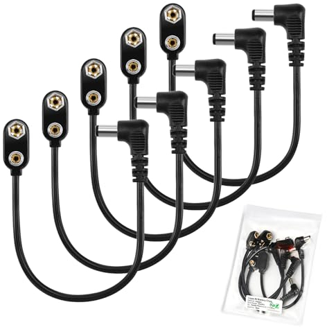 Chanzon UL Wires 9v Battery Power Supply Clip with 2.1mm x 5.5mm Right Angle Male DC Connector Plug Adapter I-type Plastic Holder 5pcs kit for Arduino LED Strip