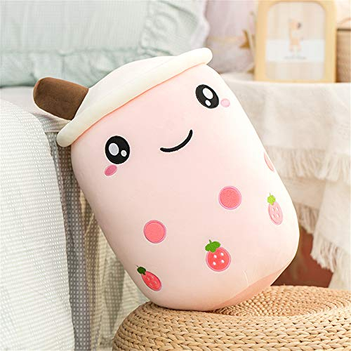 KOWAKA Bubble Tea Tasse Plüsch Spielzeug weich gefüllt Boba Mile Tee Überwurf Kissen (S 24 cm, süße Erdbeere)