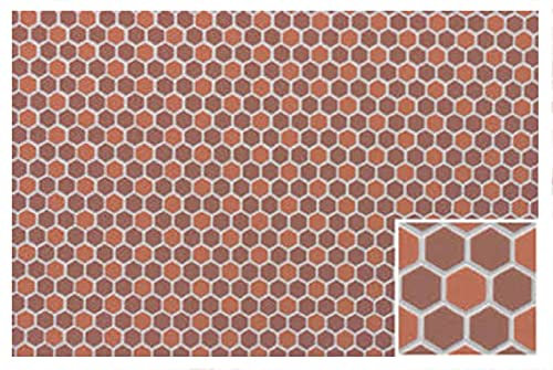 Melody Jane Dolls House Dark Terracotta Hex Tile Moulded Plastic Flooring Sheet1:12 Scale