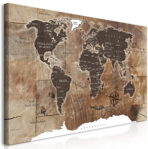 murando Wandbild Mega XXXL Weltkarte Einteiliger XXL-Format Kunstdruck zur Selbstmontage Leinwandbilder moderne Bilder DIY Wanddekoration Wohnung Deko Holz k-C-0050-ak-h