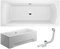 VBChome Badewanne 170x75 cm Acryl SET Schürze Siphon Wanne mit Füßen Rechteck Weiß Design Modern Ablaufgarnitur in Chrom Alcaplast
