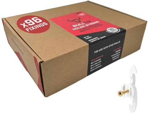 Bullfix Extra 96 Stück – robuste Gipskarton-Befestigungen für Bolzenwände, Hohl- und Hohlraum-Wandbefestigung, überlegene Trockenbauanker, unterstützt bis zu 133 kg, DIY & Handel