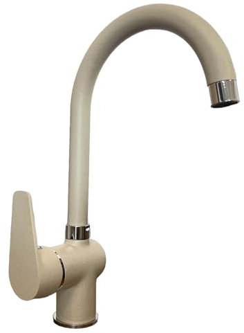 Miscelatore Cucina Canna Girevole A Ombrello In Ottone Pesante Finitura Avena | Rubinetto Moderno Elegante E Funzionale Per Lavello