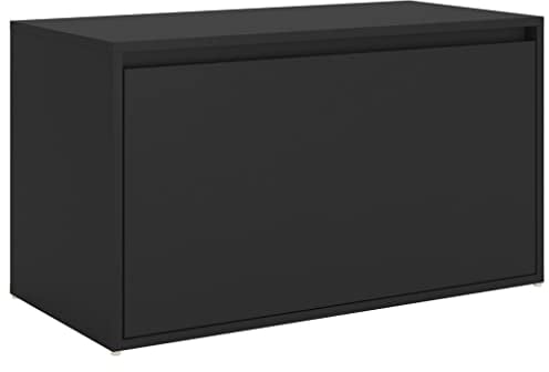 vidaXL Flurbank 1 Schublade Sitzbank Sitztruhe Schuhbank Garderobenbank Truhenbank Bank mit Stauraum Flurmöbel 80x40x45cm Schwarz Holzwerkstoff