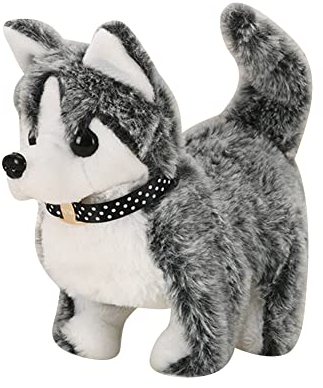 Surakey Interaktives Plüschtier Husky Hund, Elektronisches Stofftier, Läuft und Bellt, Ideal für Kinder als Geschenk