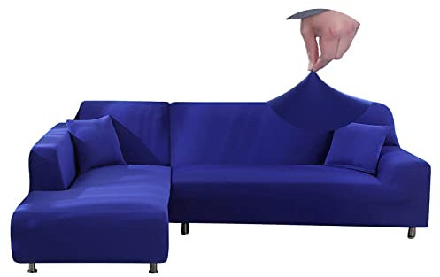 Jaotto Sofa Überwürfe Sofabezug Elastische Spandex Stretch Sofabezüge Couchbezug für L-Form Sofa Universal Waschbar Sofaüberwurf 2er Antirutsch(3 Sitzer+3 Sitzer,Blauer See)
