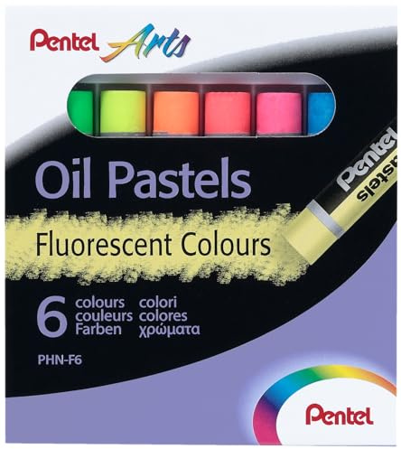 Pentel PHN-F6 Fluoreszierende Ölkreiden, 6er Set, farblich sotiert, VE=12 Sets