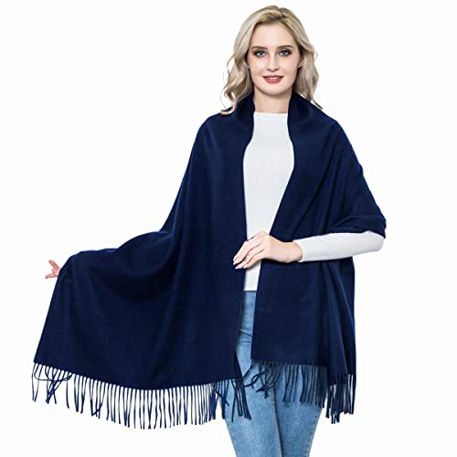 vimate Kaschmir Wrap für Frauen, Große Marineblau Pashmina Kaschmir Schals und Wraps für Frauen und Männer (DE-Navy Blue)