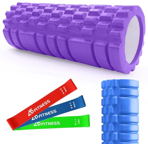 Foam Roller Purple with 3 Resistance Level Bands Lightweight High Density | Relief from Muscle Pain, Fatigue, Improves Tissue Recovery, Leg Roller, Sports Massager, Therapy for Gym, Yoga, Pilates