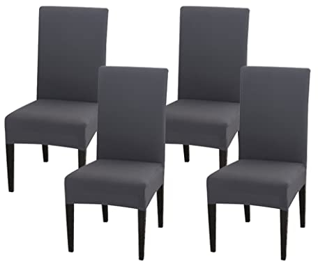 Littleprins Stuhlhussen 4er Set Schwingstühle Stretch Stuhlbezug elastische Hussen für Stühle Stuhlüberzug für Esszimmer Stuhl Hochzeit Partys Bankett (Grau)