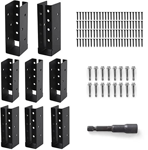 AXWHYS Concealed Joist Hangers, 8 Pcs 2x6 Outdoor Trim Flanges, Q235B Steel Powder Coated Mount for 2x6 Beam Swing