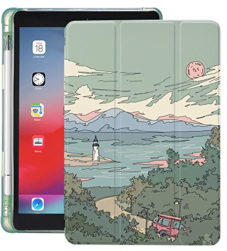 Cecey-jdz Hülle Für Ipad 10. Generation Hülle 2022 Mit Stifthalter - Schlank Leicht Smart Stand Ipad Silikon Schutzhülle 10.9 Zoll Ipad 10. Hülle Mit Auto Wake/Sleep(Cartoon-Anime-Meerblick)