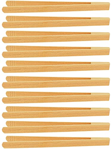 teemando® 20 X Marken Grillzange 30 cm aus Buchenholz für Wurst, Steaks und Gemüse. Die Bratwurst-Pinzette mit der Rillen-Fräsung