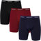 INNERSY Mens Long leg Boxers Sports Anti Chafing Underwear Trunks Quick Dry Underpants Multipack 3 (L, Black/Navy Blue/Burgundy)