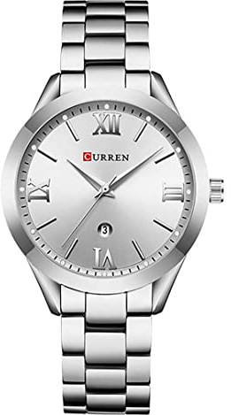aswan watch Damen Analog Quarz Armbanduhr mit Edelstahlarmband, Datum, 3 Zeiger, 36 mm Gehäusegröße