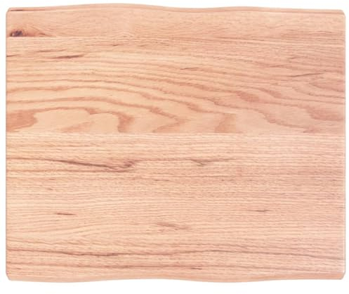 vidaXL Tischplatte, Holzplatte für Tisch Esstisch Couchtisch, Massivholzplatte Handgefertigt mit Baumkante, Ersatztischplatte, Hellbraun 60x50x(2-4) cm Massivholz Behandelt