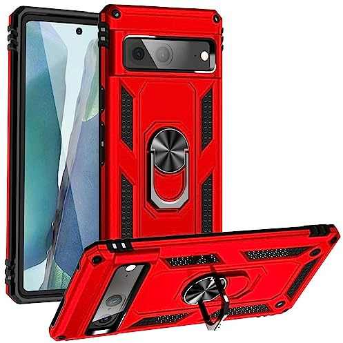 CoolGadget Defender Case für Google Pixel 7, Robuste Schutzhülle mit Ringhalter und Ständer, Rot
