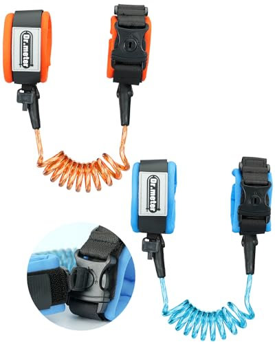 Braccialetto con cavo anti smarrimento, Dr.meter Confezione da 2 guinzagli di sicurezza per bambini con chiusura a chiave, imbracatura da passeggio per bambini riflettente