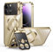 PboyiqiS iPhone 15 Pro Hülle Doppelseitige Schnalle, kompatibel mit Magsafe Magnetische Adsorption Metall Bumper mit Kamera-Abdeckung, Ganzkörperschutz Metall Bumper Case (Gold, iPhone 15 Pro)