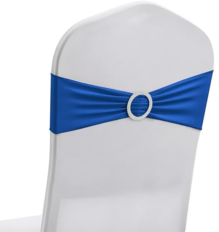 50 PCS Elastic Stretch Spandex Chair Covers Sashes Bands,Bows Sashes Chair Cover with Buckle for Wedding Party Ceremony Events for Folding Chairs Banquet Decorations Chair Decorations (Royal blue)