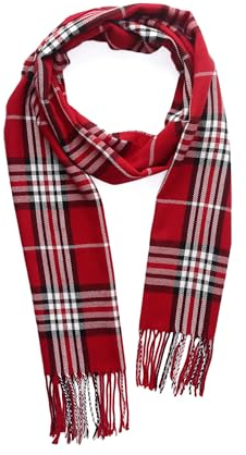 mh michael heinen Damen Schal, kartiert, Winterschal, weich, mehrere Farben burgundy OS