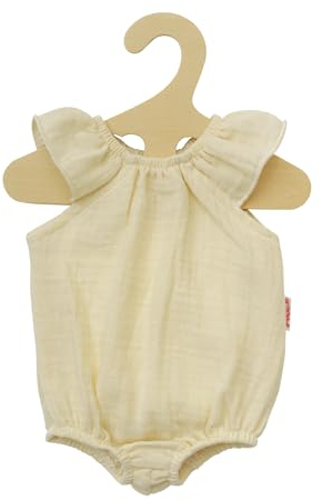Heless 2412 - Puppenkleidung aus Musselin, 100 Prozent Bio-Baumwolle, Body mit Rüschen in Ecru für Puppen und Kuscheltiere der Größe 35-45 cm
