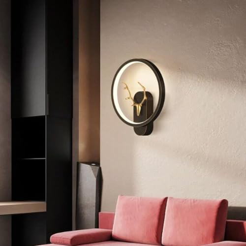 SXYSXYSXY LED Nordic Hirsch Wandlampe Modern Minimalismus Wandleuchte Wandbeleuchtung Warmes Licht 3000K Innen für Schlafzimmer Wohnzimmer Treppenhaus Flur 20 * 24cm,Schwarz
