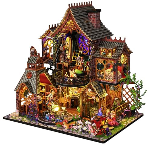 UINOFER DIY Miniatur Bausatz, Miniatur-Bausatz zum Selberbauen mit Möbeln, Modellhäuser zum Bauen, Bausatz für EIN Kleines Haus, Puppenhaus Bausätze für Erwachsene, Kinder - Forest Villa