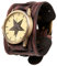 Männer Uhr Retro Punk Rock Brown Big Wide Leather Bracelet Cuff Men Watch Cool BN Sportuhr Gummiband (棕色, One Size)