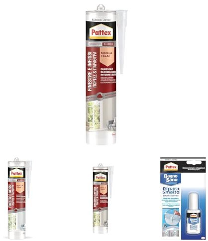 Pattex Silicone Sigillante Finestre Infissi, Silicone Bianco Neutro a Basso Modulo, Elastico, per Serramenti, Porte, Finestre e Infissi, per Interni ed Esterni, Inodore, Cartuccia da 280 ml