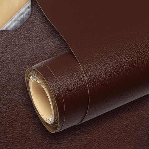 Kunstleder Selbstklebend, Leder Patch Selbstklebend, 60 * 300cm Leder Reparatur Patch PU Lederreparaturband für Sofas, Handtaschen, Jacken, Autositze, Möbel (Dunkelbraun)