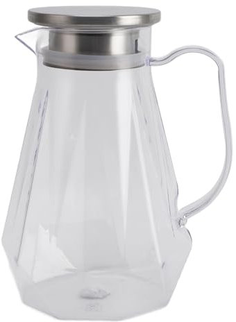 Aoveew Heatproof Clear Water Kettle Large Capacity Glass Water Pitcher with Lid and Handle Heat Resistant Clear Water Kettle Jug for Lemonade Milk Ice Tea Cold Or Hot Beverages (Style 2)